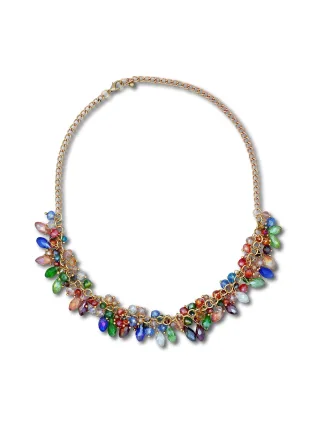 Steuer Modeschmuck Collierkette Collier mit bunter Glaszierde