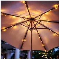 Spetebo Lichterkette Solar Sonnenschirm Beleuchtung 72 LED warm weiß - 8x 1,2 m, 72-flammig, Leuchtdauer voll aufgeladen ca. 6 Stunden