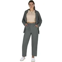 Janice Midikleid Damen Musselin Hemdbluse mit langer Hose Sommerbluse und Stoffhose für Frauen