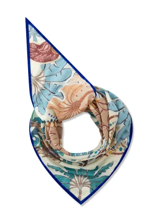 Dreieckstuch aus reiner Baumwolle mit Palmenmotiven blau - Gr. - ONE SIZE