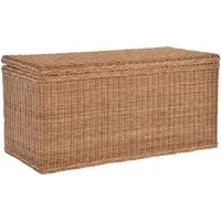 Krines Home Truhe Große Rattantruhe MAX Wäschetruhe mit Deckel Natur Rattan Truhe, Aufbewahrung XXL 115x55x55cm