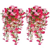 Kunstblumenstrauß Künstliche Prunkwinden-Ranken, 2 Stück Hängepflanzen, Seidengirlande, Agger, künstliche grüne Pflanzen, für Haus, Garten, Wand, Zaun