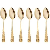 GRÄWE Kaffeelöffel (6 Stück), GRÄWE Kaffeelöffel 6 Stück Edelstahl, Serie Rosendekor, goldfarben