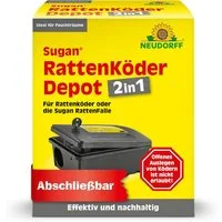 Neudorff Lebendfalle Sugan RattenKöder Depot 2-in-1, Verschließbares 2-in-1 Rattenköderdepot mit Metallstange