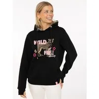 Zwillingsherz Hoodie "Wild Free" gestickter Leopard, Statement Schriftzug, Kapuze