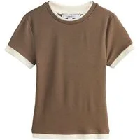 Next T-Shirt Kurzarm-T-Shirt mit Rundausschnitt in Lagenoptik (1-tlg)
