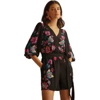 Love & Roses Playsuit Love & Roses Playsuit mit V-Ausschnitt, Kurzgröße (1-tlg)
