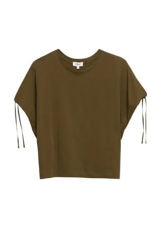 s.Oliver Red Label - T-Shirt mit Ärmel-Detail braun - Gr. - 44