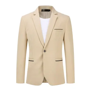 Herren Anzugjacke Slim Fit Mantel Business Alltag Blazer Beige