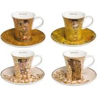 Goebel Espressotasse Gustav Klimt, Porzellan, Echtgolddekor, Gold, Der Kuss, die Erwartung, Adele Bloch-Bauer + Die