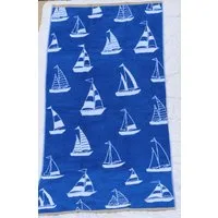 Sympathica Strandtuch Sympathica Family Strandtuch Liegetuch 75x150 cm Segelboote blau weiß, Baumwolle (1-St), kuschelweich