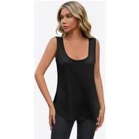 Imily Bela Tanktop Damen Loose ärmellos mit tiefem Rundhalsausschnitt Basic (Packung, 1-tlg., 1per-Pack) mit abgerundetem Saum in Unifarbe