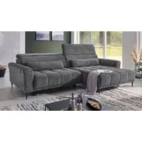 Massivart® Ecksofa Cord 277 cm / Cordsofa LOGAN / Sitztiefenverstellung / Nosagfederung, Kopfteilverstellung · Rücken echt bezogen · 2 Nierenkissen