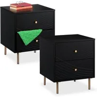 relaxdays Nachttisch mit 2 Schublade, 2er Pack