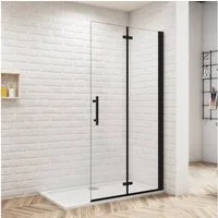Duschparadies Dusch-Falttür 185cm Schwarz Walk in Dusche Falttür Scharniertür Duschabtrennung, 90x185 cm, Easyclean Sicherheitsglas, beidseitig montierbar