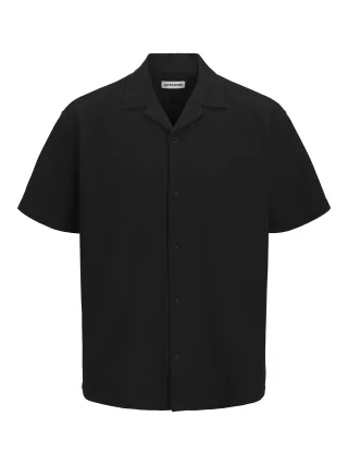 JACK&JONES - JJGLOBAL WAFFLE RESORT SHIRT SS Black - Gr. - XL