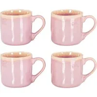 Levandeo® Becher, 4er Set Steingut Becher 350ml Tasse Rosa Kaffeepott Tasse Modern