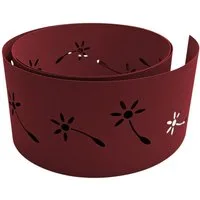 zaunzu Sichtschutzstreifen Premium Dekor Pusteblume Lasermuster Bordeauxrot 2,55m, (1x Einzelstreifen, Lasermuster für Deinen Doppelstabmattenzaun), 5 Jahre garantierte Farbechtheit