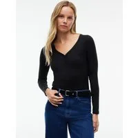 Tommy Jeans Langarmshirt TJW SLIM HENLEY LS TOP Viskosemischung, slim fit