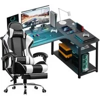 GTPLAYER Gamingtisch Gaming Tisch + Gaming Stuhl- Set, Computertisch Stuhl Set für Gaming, Multifunktionale Tische und Stühle