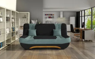 Klick-klack-Sofa Schlafsofa KANDY in Stoff Sawana Schwarz-Türkis