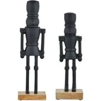 Marrakesch Orient & Mediterran Interior Dekofigur 2er Set Weihnachtsfigur Nussknacker aus Aluminium in Schwarz 32 cm (2 St), Handarbeit