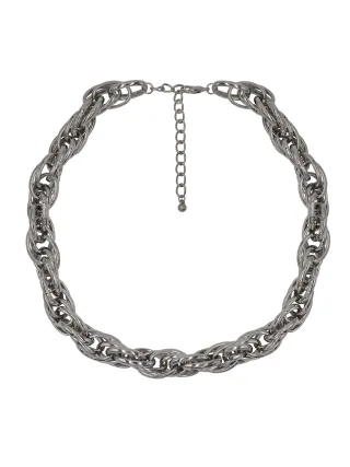 Steuer Modeschmuck Collier Metallkette rhodiumfarben