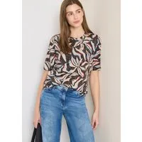 CECIL Rundhalsshirt Ausbrenner Shirt mit floralem Muster