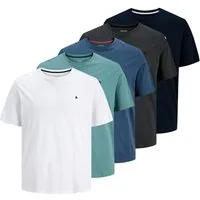 Jack & Jones T-Shirt 5er Pack Paulos Tee SS Crew Neck mit kleiner Stickerei auf der linken Brust