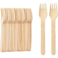 wisefood Einwegbesteck-Set Holzgabel - 16,5cm Einwegholzgabel (300-tlg), Holz