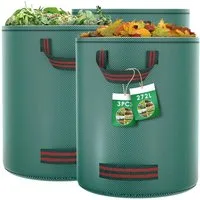 SURFOU Gartensack Gartenabfallsack 272L–selbststehender Laubsäcke mit 4 Griffen 3er-Set, für Gartenabfälle und Grünschnitt, 272 l, (Wiederverwendbarer Groß Gartensack aus PP, Wasserdicht, Faltbar, Selbststehend, 3-tlg., Polypropylen wasserdicht wiede