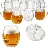 MamboCat Bierglas 12x Football Biergläser 0,5L geeicht Pille-Relief 12 Pers. Bierkrüge, Glas