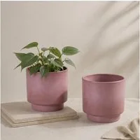 matches21 HOME & HOBBY Blumentopf Übertöpfe in Ø 10,5 cm, Blumentöpfe in Altrosa im 2er Set (2 St), Blumenübertöpfe aus Keramik für Zimmerpflanzen