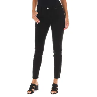 Lange Denim-Hose aus elastischem Stoff 10DB50255-G239 Frau