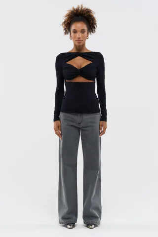 BENU Schwarze Bluse mit Cut-out-Ausschnitt