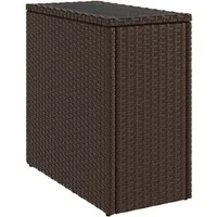 vidaXL Gartentisch Garten-Beistelltisch mit Glasplatte Braun 58x27,5x55 cm Rattan (1-St)
