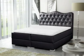 Boxspringbett Schlafzimmerbett SULTAN Kunstleder Schwarz 160x200cm