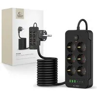 TECH PROTECT Tech-Protect PC6X6 Steckdosenleiste USB-A/C 200cm Schwarz Smartphone-Ladegerät