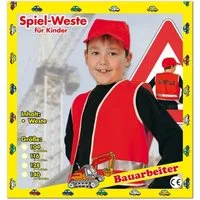 Fries Kostüm Kinder Spielweste Bauarbeiter Rot Gr. 128 oder 140 Karneval Fasching