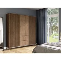 MOEBLO Kleiderschrank Entia (Kleiderschrank 2-türig Schrank Garderobe Schlafzimmer, Eiche Artisan, mit Lamellen Kleiderstange und Regale, mit Schubladen) (HxTxB):192x60x185 cm