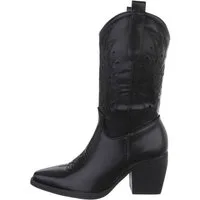 Ital-Design Damen Cowboyboots Western Westernstiefel (84160553) Blockabsatz Western- & Bikerstiefel in Schwarz