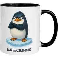 Momentals Tasse Pinguin – Ganz ganz dünnes Eis – lustiger Geschenk Becher Morgenmuffel, Gratis Versand · Links-&Rechtshänder · Spülmaschinenfest