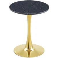gopop Beistelltisch mit Holzoptik und Metallgestell, Ø60 cm (1-St), Moderner Satztisch Couchtisch Nachttisch Wohnzimmertisch