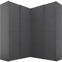 rauch Schwebetürenschrank Schrank Garderobe Eckkleiderschrank QUADRA Front in Dekor/Hochglanz (in den Höhen 210/229 cm, inkl. Soft-Close-Funktion) großer Eckschrank mit viel Stauraum, Maß 181x187 cm MADE IN GERMANY
