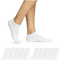 sockenkauf24 Sneakersocken 10, 20, 30 Paar Sneaker Socken Damen & Herren Schwarz Weiß Grau (Weiß, 10-Paar, 47-50) Baumwolle - 16900 WP