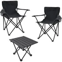 Spetebo Campingstuhl Camping Sitzgruppe 3-teilig mit Aluminium Klapptisch und Tragetasche (Set, 1 St), Garten Tischgruppe mit 2 Campingstühlen bis 100kg