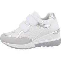 Ital-Design Damen Low-Top Freizeit Sneaker (85698443) Keilabsatz/Wedge Sneakers Low in Weiß