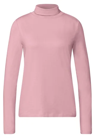 Street One - Langarm Shirt in Unifarbe mit Rollkragen vintage blush - Gr. - 36