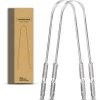 Montegoni Mundpflegecenter Zungenschaber für Erwachsene aus Edelstahl, Mundgeruch Bekämpfen 100%, (2Pcs Mundpflege Pack), Zungenreiniger aus Edelstahl, Zungenbürste Mundhygiene Produkt