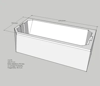 Neuesbad Wannenträger für Bette Profi-Form (s) 160x75 Kopfende re/Fußende li SW13562